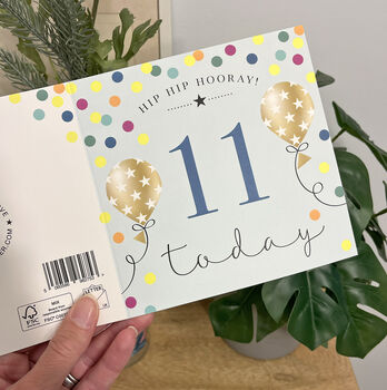 Balloon Brights 11th Birthday Card Blue, 2 of 2
