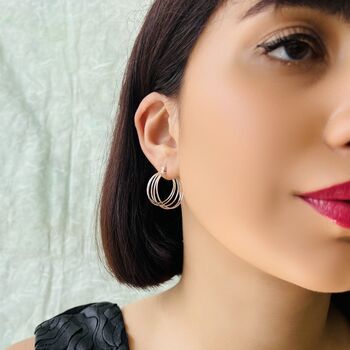 Gold Plated Multi Hoop Layered Earrings, 3 of 7