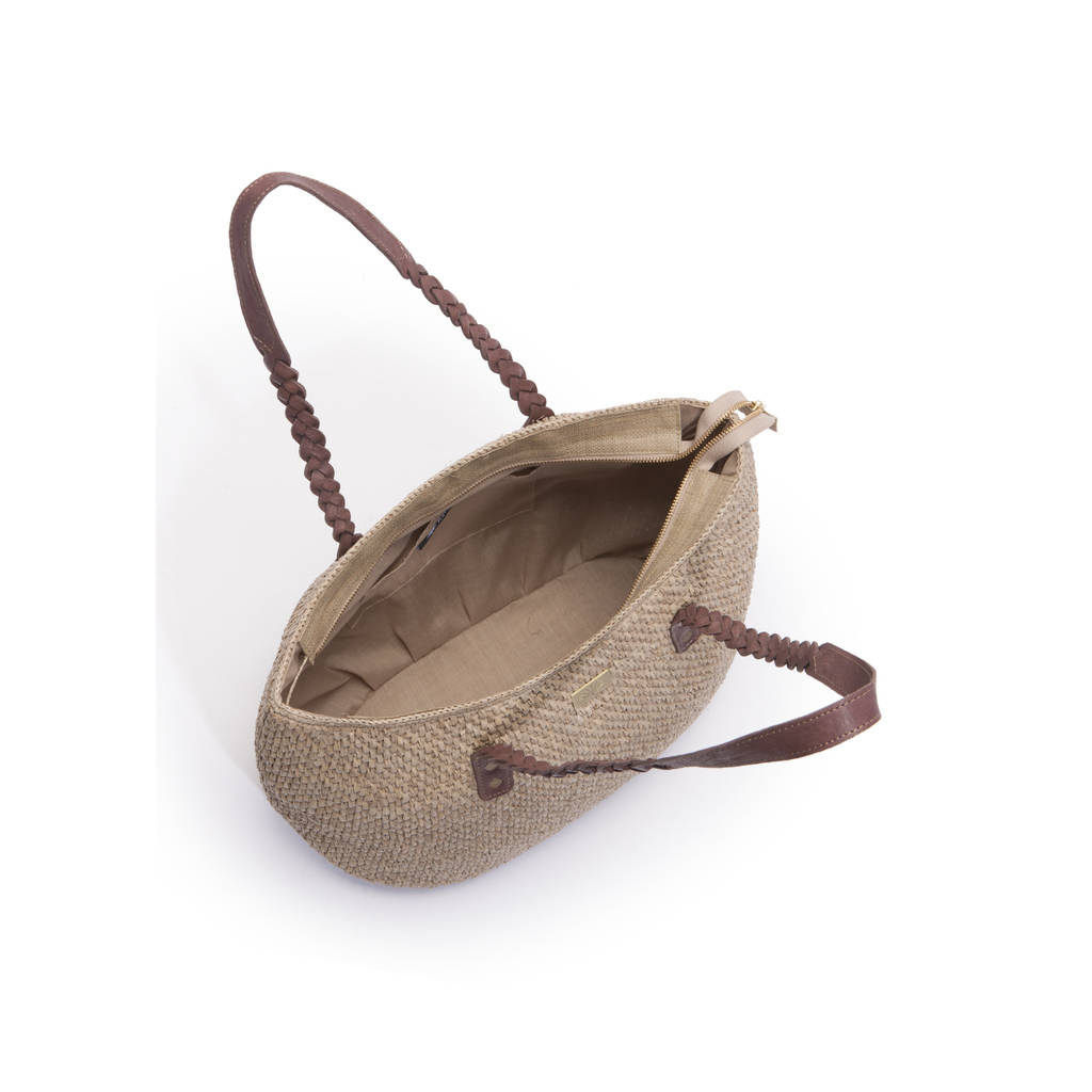 'Cyprus' Hand Crocheted Raffia Shoulder Bag By Ravinala