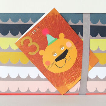 Gold Foiled Lion 3rd Birthday Card, 3 of 5