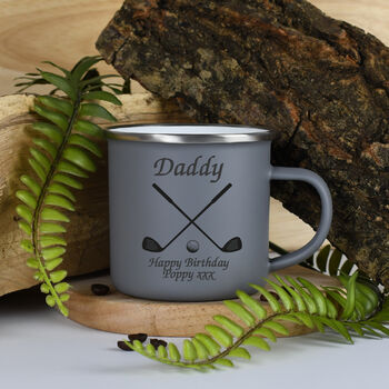 Personalised Golf And Clubs Enamel Camping Mug, 5 of 7