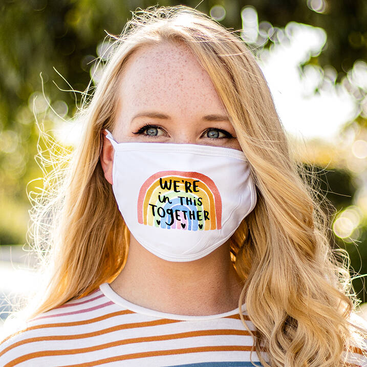 Charity 'We're In This Together' Positivity Face Mask, 1 of 5