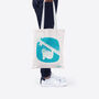 Sloth Recycled Fabric Tote Bag In Aqua, thumbnail 5 of 8