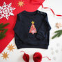 Liberty Of London Christmas Tree Children's Jumper Navy, thumbnail 1 of 8