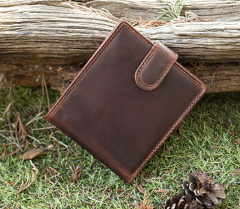 Personalised Brown Leather Wallet Trifold Rfid, 2 of 11