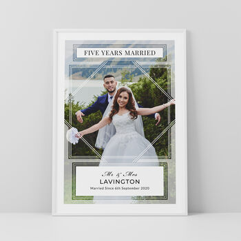 Five Years Together Couples Photo Print Personalised Anniversary Gift, 4 of 5