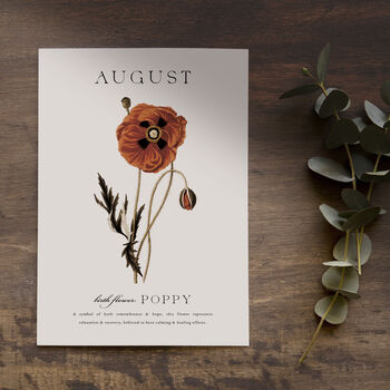 Birth Flower Wall Print 'Poppy' For August, 5 of 9