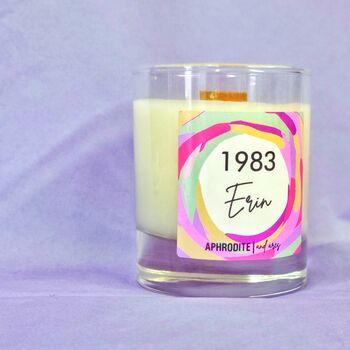 Any Age Personalised Vegan Candle With Wooden Wick, 2 of 4