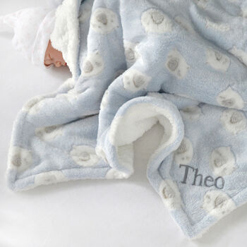 Personalised Blue Sherpa Baby Blanket, 6 of 10