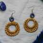 Gold Plate Blue Vein Stone Rattan Earrings, thumbnail 2 of 3