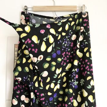 Fruit Print Summer Wrap Skirt, Midi Wrap Skirt, 4 of 7