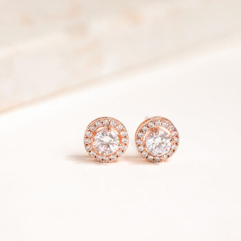 Gold Plated Round Crystal Stud Earrings, 6 of 6