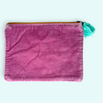 Embroidered Velvet Make Up Bag | Everyday Pouch | Lilac And Mint Garden Floral, 2 of 4