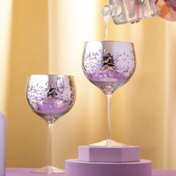 Electroplated Lilac Filigree Gin Glass, 2 of 3