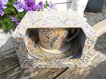 Large Cup And Saucer In William Morris Flora Design, 8 of 8