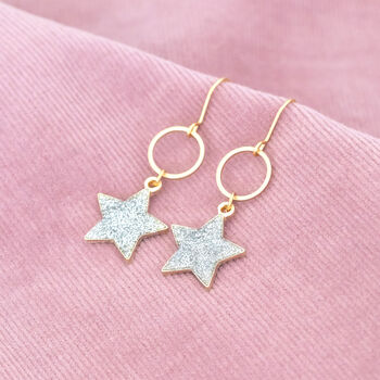 Sparkle Star Circle Drop Earrings, 7 of 10