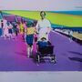 'Strolling The Prom' Original Neon Stencil Over Print, thumbnail 2 of 10