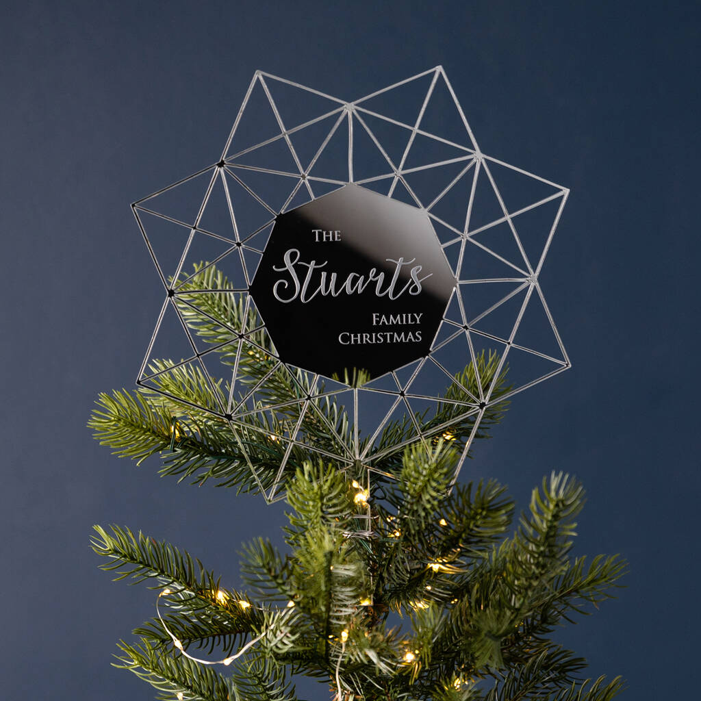 Personalised Geometric Star Christmas Tree Topper, 1 of 3