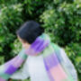 Purple Green Pink Plaid Warm Wrap Scarf, thumbnail 2 of 7