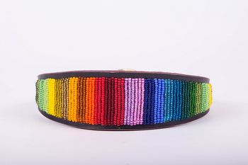 Whippet Or Lurcher Leather Beaded Dog Collar, 9 of 12