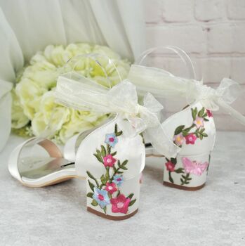 Embroidered Block Heel Bridal Shoes, 6 of 9