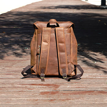 Genuine Leather Backpack With Front Pocket Detail, 7 of 12