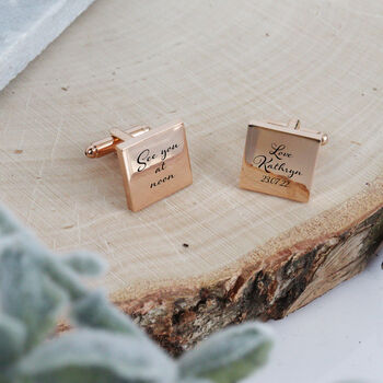 Personalised Wedding Rose Gold Plated Cufflinks, 3 of 10