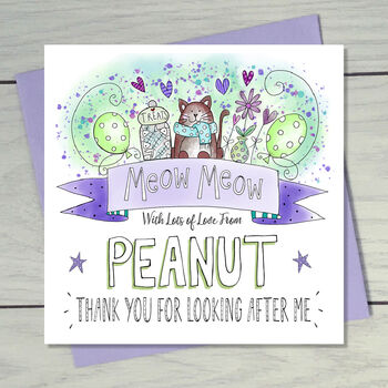 Thank You From The Cat Personalised Greeting Card, 8 of 12