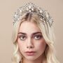 Wedding Tiara With Ivory Crystals And Flowers Coraline, thumbnail 8 of 11