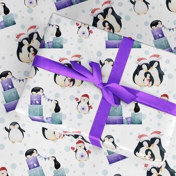 Penguin Family Wrapping Paper Roll Or Folded, 3 of 3