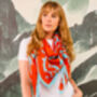 William De Morgan Fantastic Ducks Rust And Blue Luxury Silk Scarf, thumbnail 2 of 4