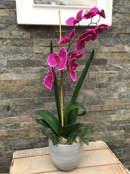 Large Cerise Pink Artificial Silk Orchid Arrangement, 7 of 7