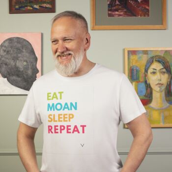 Eat Sleep Moan Repeat Mens T Shirt, 2 of 5