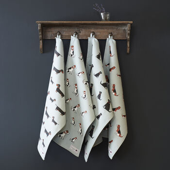 Liver And White Springer Spaniel Organic Cotton Apron, 2 of 12