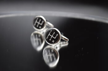 Gear Stick Silver Black Cufflinks Gift For Car Lovers Accessory, 6 of 6