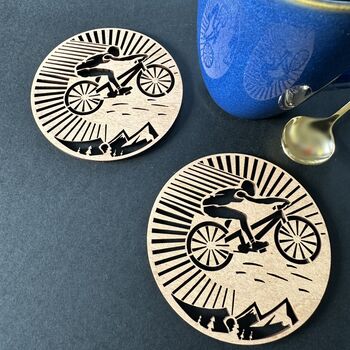 Cyclist Gift Coasters Set Four And Six, 2 of 2