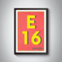 E16 Canning Town London Typography Postcode Print, thumbnail 5 of 10