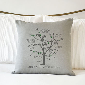 Personalised Ruby Anniversary Family Tree Cushion, 4 of 5