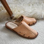 Men's Leather Mule Slippers Beige, thumbnail 1 of 4