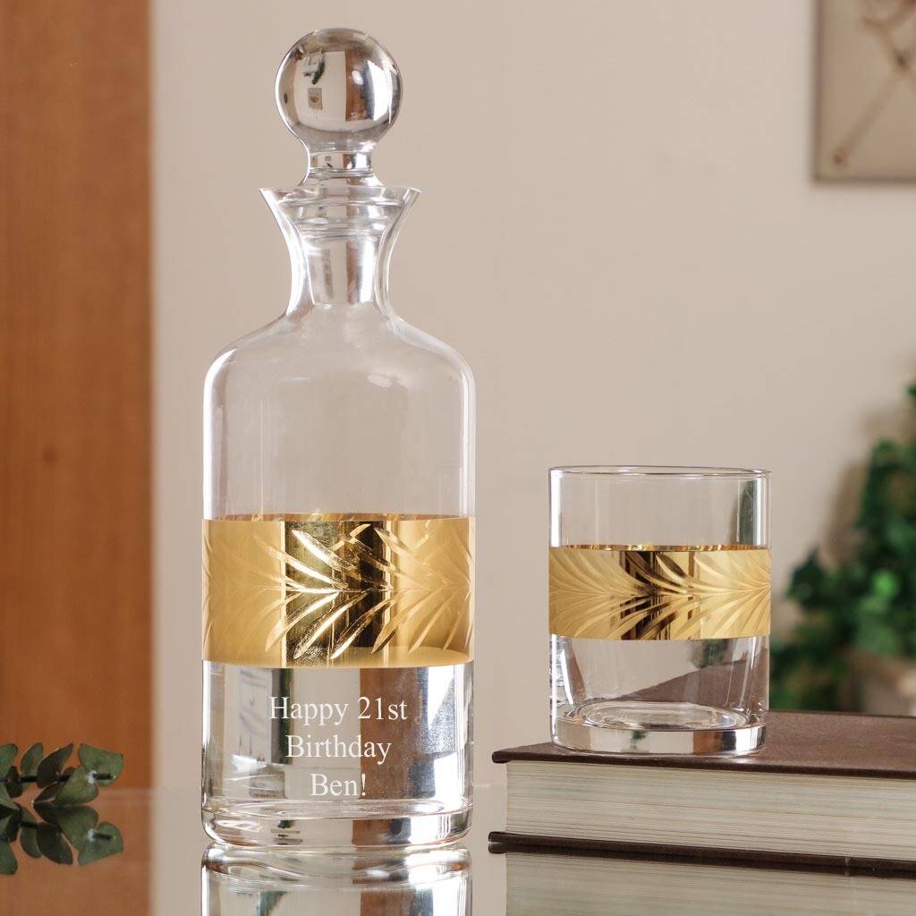 Personalised Gold Etched Brandy Decanter By Dibor