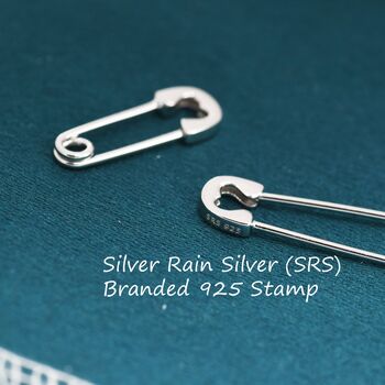 Safety Pin Hoop Earrings In Sterling Silver, 7 of 12