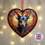 Miniature Pinscher Stained Glass Effect Heart Suncatcher, thumbnail 1 of 5