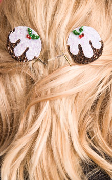 Christmas Pudding Hair Clips, 2 of 2