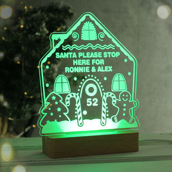 Personalised Gingerbread House Wooden Based LED Christmas Light, 5 of 10