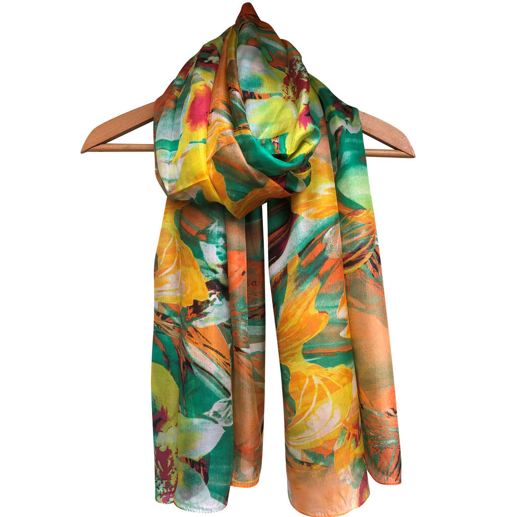 Large 'Tropical Paradise' Pure Silk Scarf By Wonderland Boutique ...
