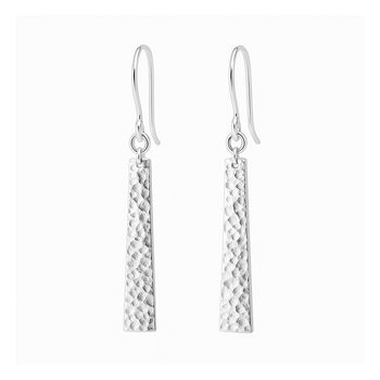 Sterling Silver Hammered Bar Drop Earrings – 35mm X 5mm, 8 of 8
