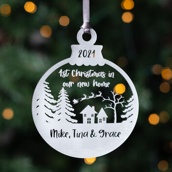 Personalised New Home Christmas Acrylic Bauble, 2 of 3