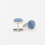 Woven Fabric Faced Cufflinks Mid Blue, thumbnail 1 of 4