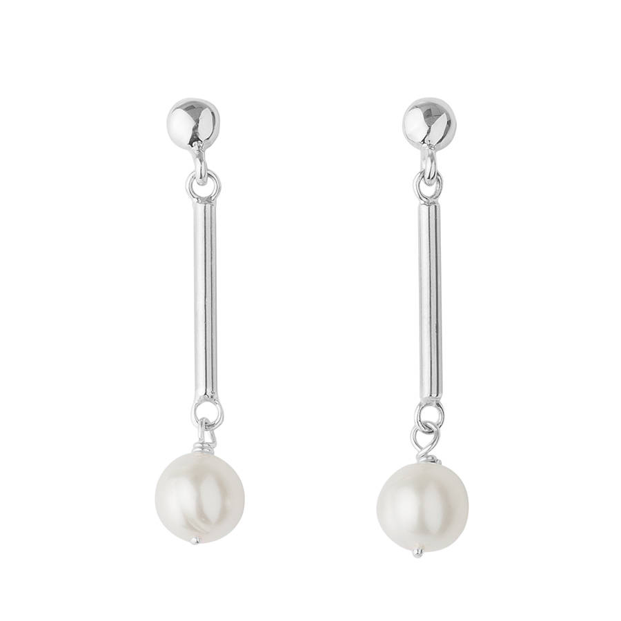 Sterling Silver Drop Earrings With Pearl By Hersey Silversmiths ...