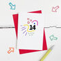 Doodle 14th Birthday Acrylic Age Card, thumbnail 1 of 2